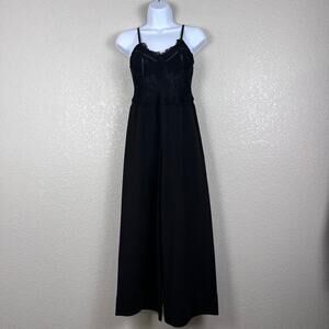 Bardot Jumpsuit Womens XXS Black Corset‎ Wide Leg Sweetheart Unconventional Lace
